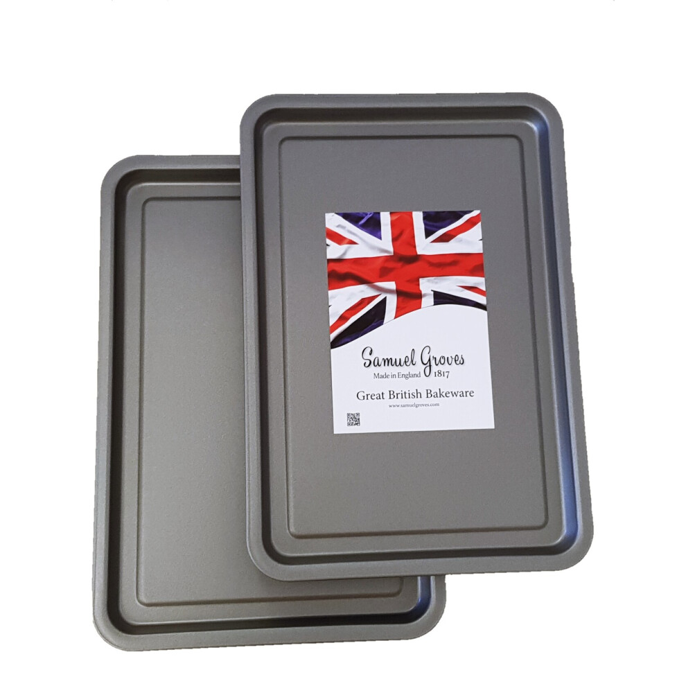 Twin Pack Non Stick Oven Baking Trays  Made in UK