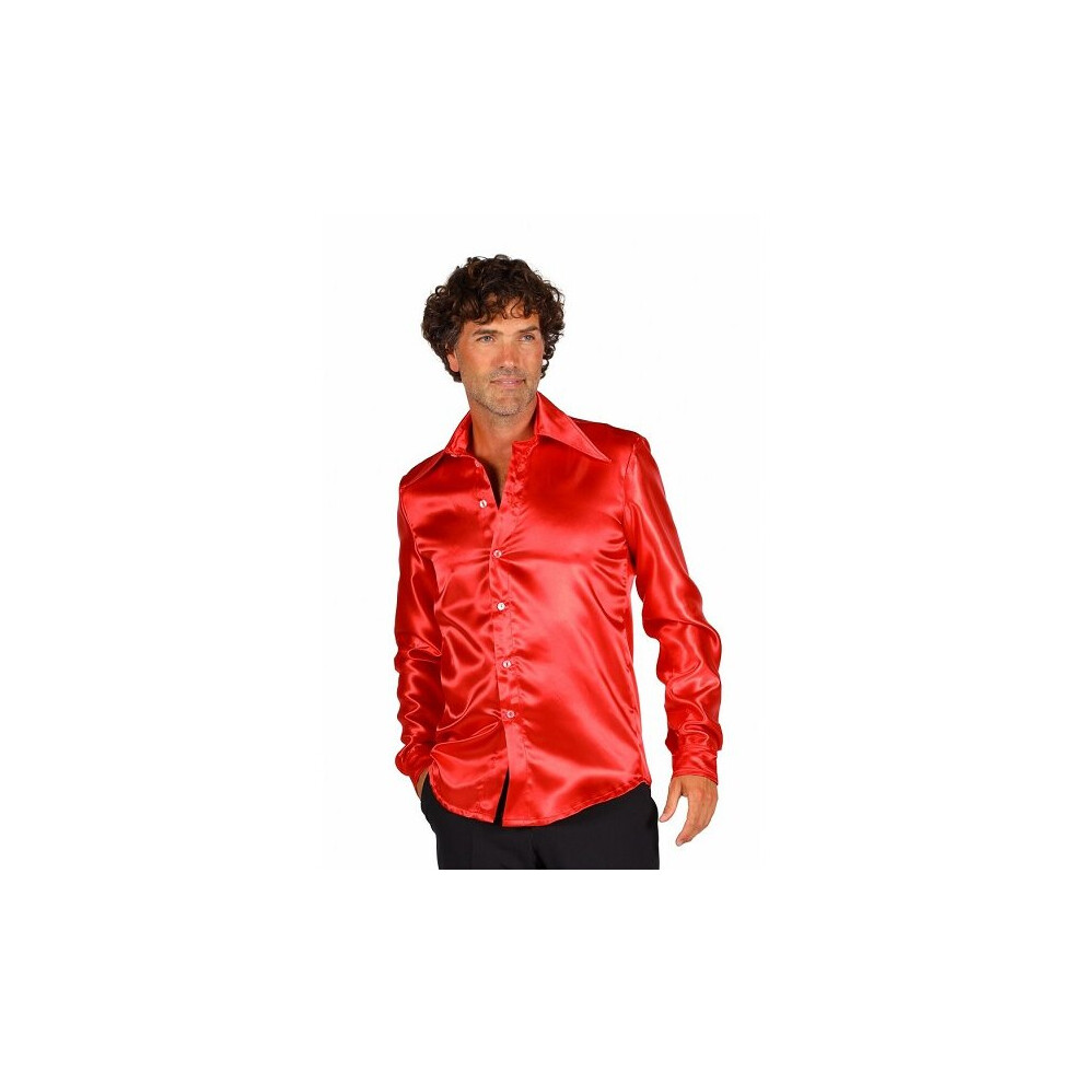 (L) 70's Satin Shirt - Red