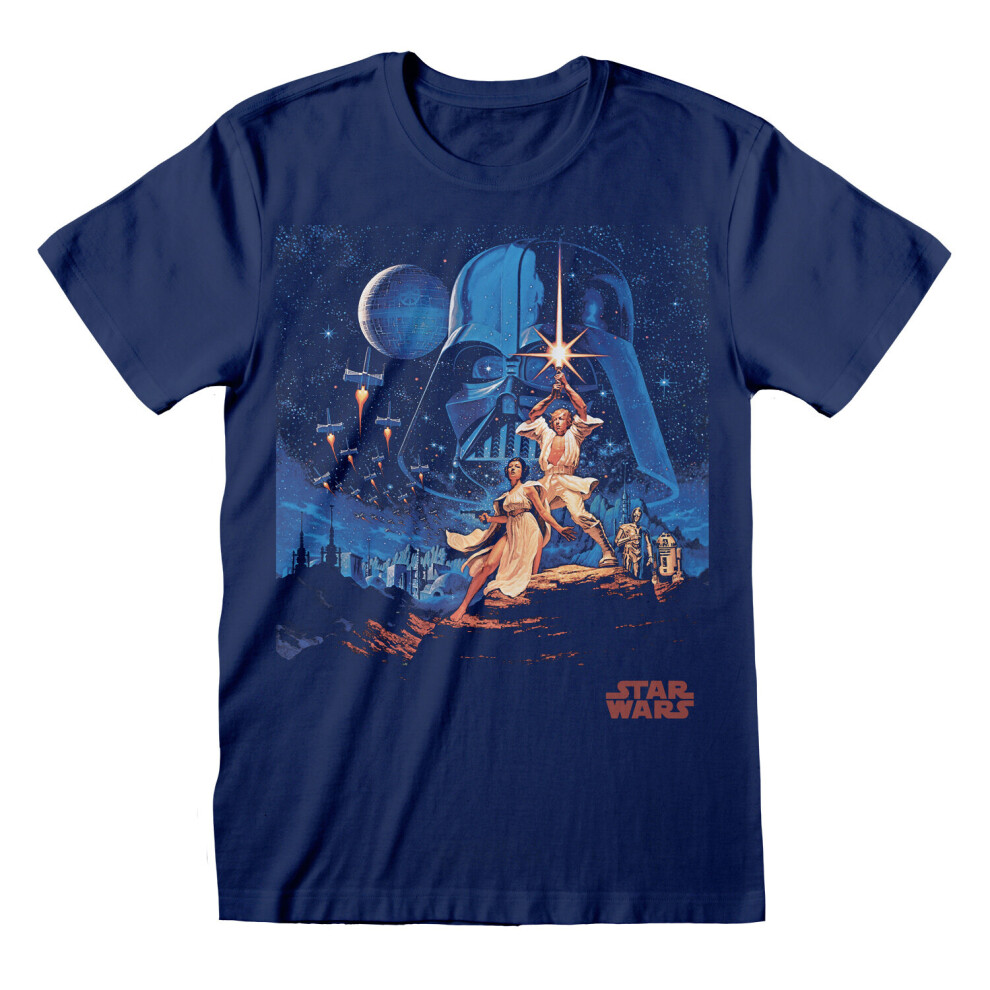 (Large) Star Wars 'A New Hope Vintage Poster' (Blue) T-Shirt