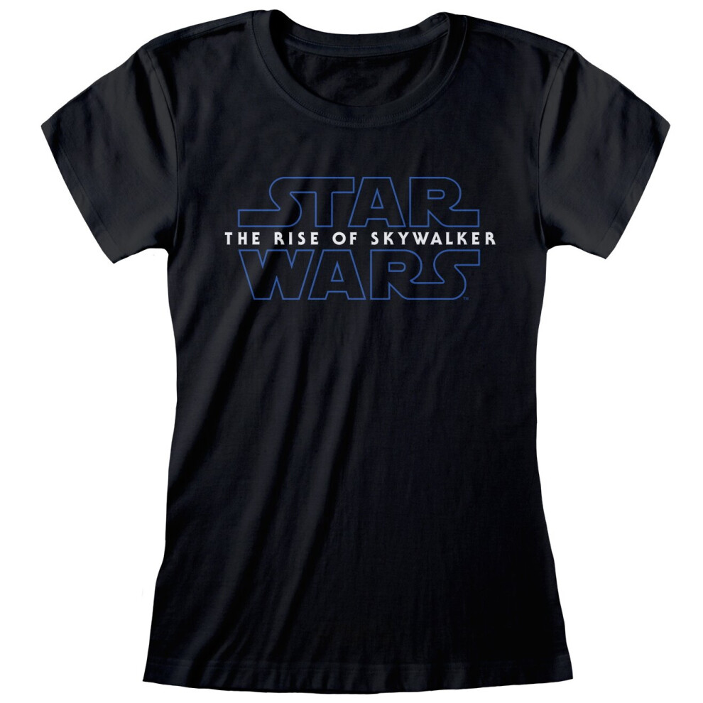 (Large) Star Wars 'Rise Of Skywalker Logo' (Black) Womens Fitted T-Shirt