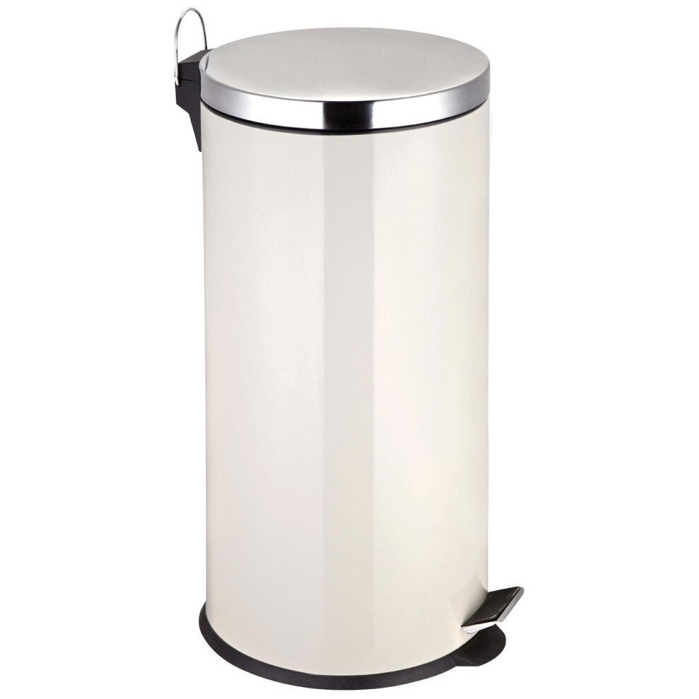 Premier Housewares 30Ltr Pedal Bin Chic Finish Robust Stainless Steel Cream