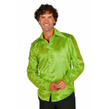(2XL) 70's Satin Shirt - Lime