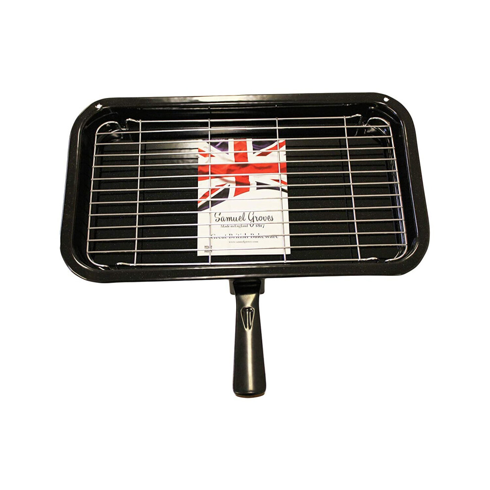 Large 41 cm Vitreous Enamel Grill Pan & Handle