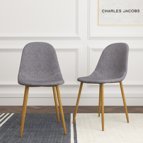 Charles Jacobs (Fabric Grey) Charles Jacobs 2 Velvet Modern Kitchen Dining Chairs 2
