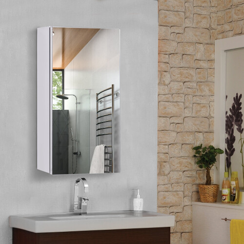 Homcom HOMCOM Wall Mounted Bathroom Mirror Glass Storage Cabinet Cupboard 1