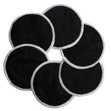 (Black, 6 Pack) Ana Wiz Washable Natural Bamboo Breast Pads