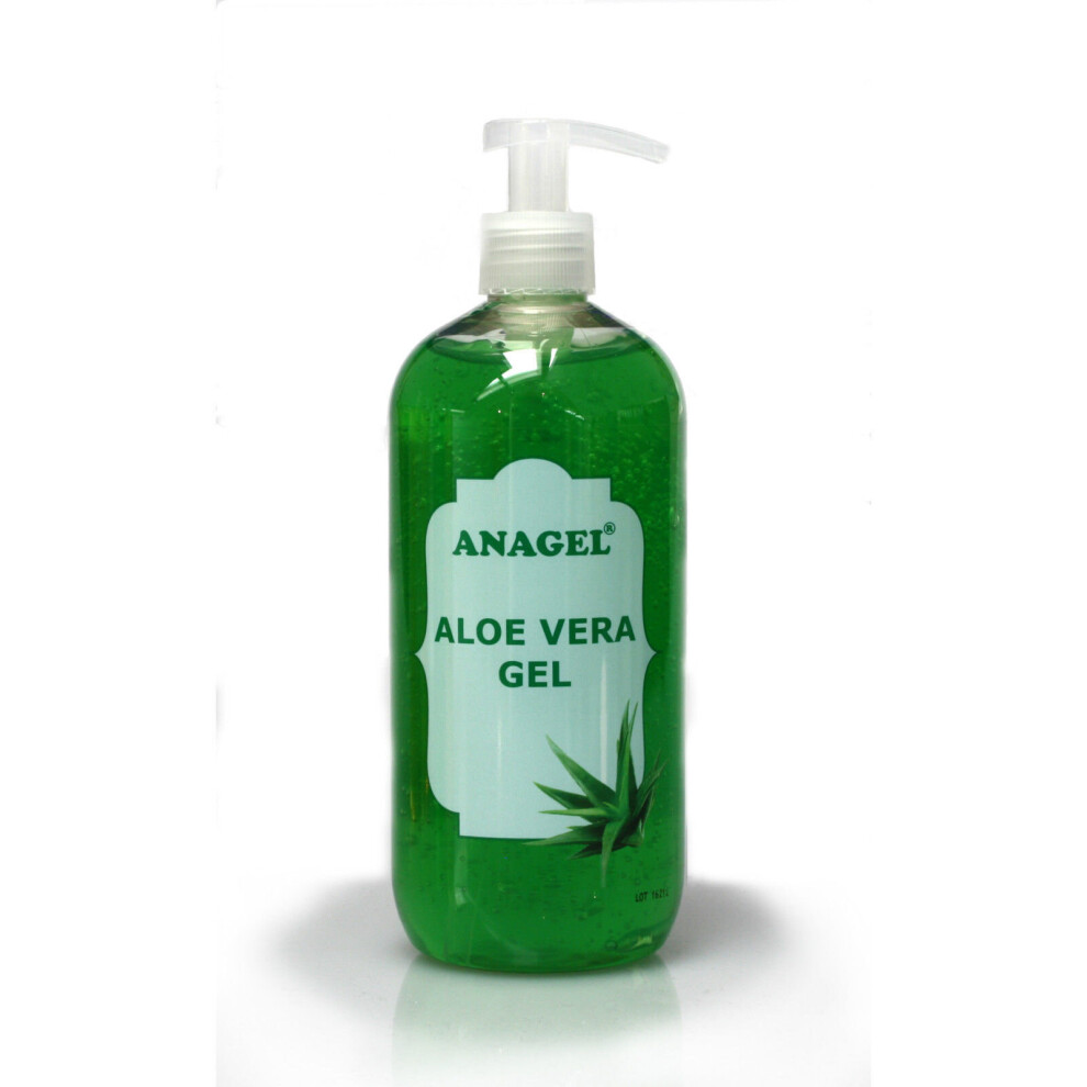 Anagel (500 Ml) Aloe Vera Gel With Pump Dispenser - Natural Skin Treatment After Sun, Hair Removal, Shaving Etc