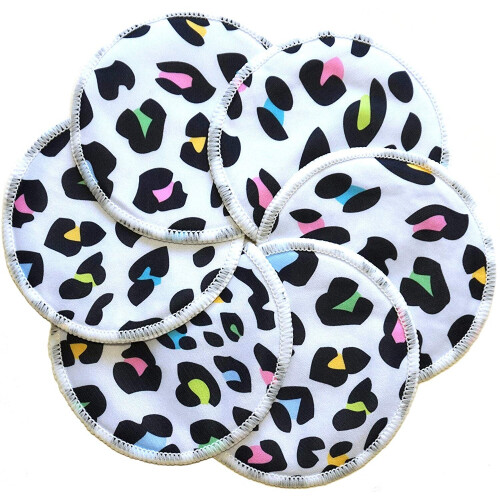(Leopard, 6 Pack) Ana Wiz Washable Natural Bamboo Breast Pads