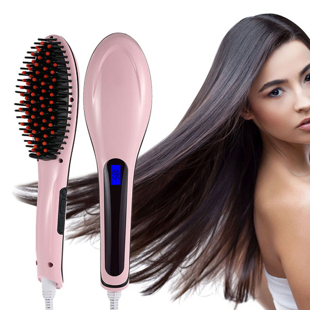 Hair Straightener Brush with LCD Screen
