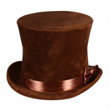 Deluxe Brown Top Hat - Victorian Style, Adult Size 59-61, Classic Felt, Elegant Vintage Look