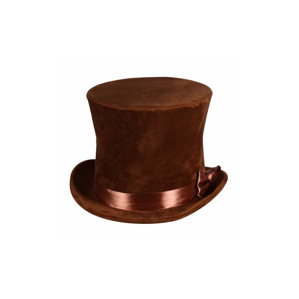 Deluxe Brown Top Hat - Victorian Style