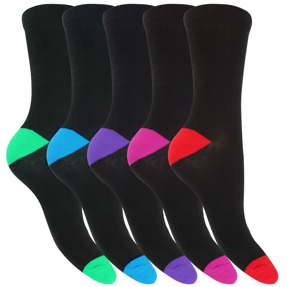 Foxbury Womens/Ladies Cotton Rich Socks (5 Pairs) Black