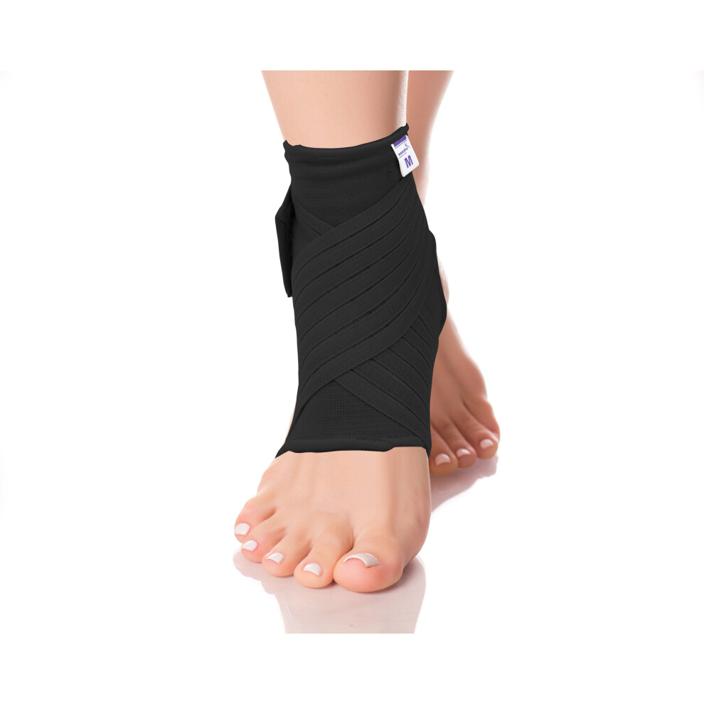 (Black, Medium) Actesso Ankle Support Strap - Sleeve for Weak Ankles, Sprains and Sports Injury