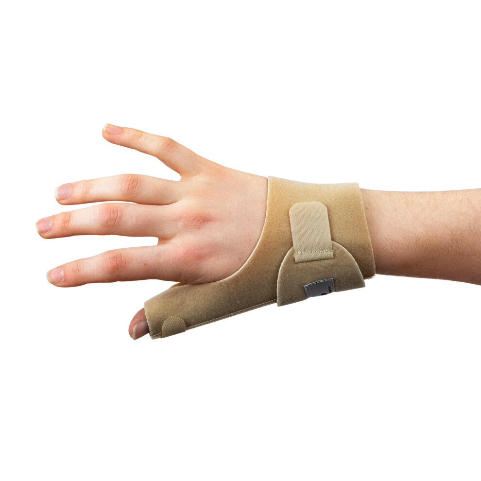 (Beige, Left) Actesso Neoprene Thumb Support Splint - Relieves Thumb Pain & Injury, Tendonitis, De Quervain's, and Sprains