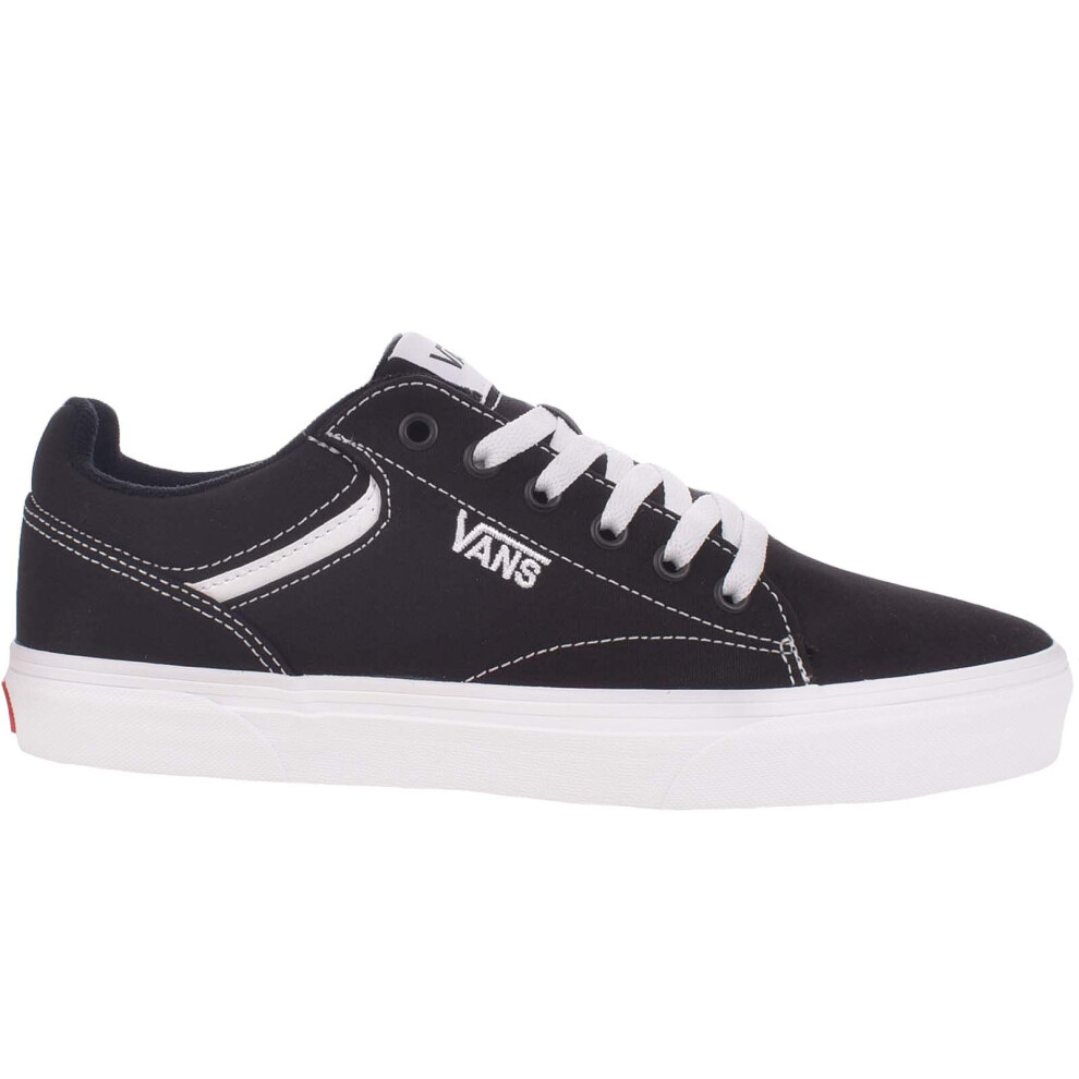 (12, Black/White) Vans Mens Seldan Low-Top Lace Up Casual Fashion Canvas Trainers Sneakers Shoes