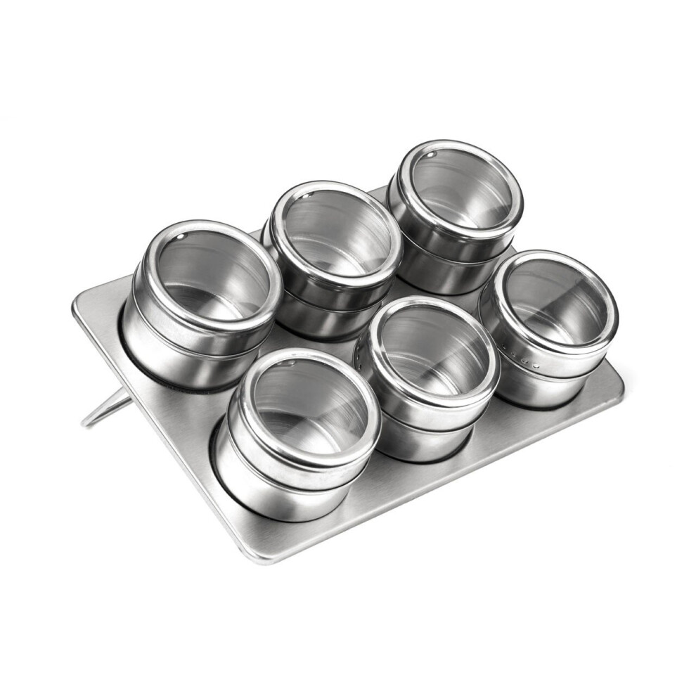 Premier Housewares Durable Spice Jars Tray With Oblong Tray, Magnetic Spice Jars Tray For Kitchen, Durable Tray With Clear Lid