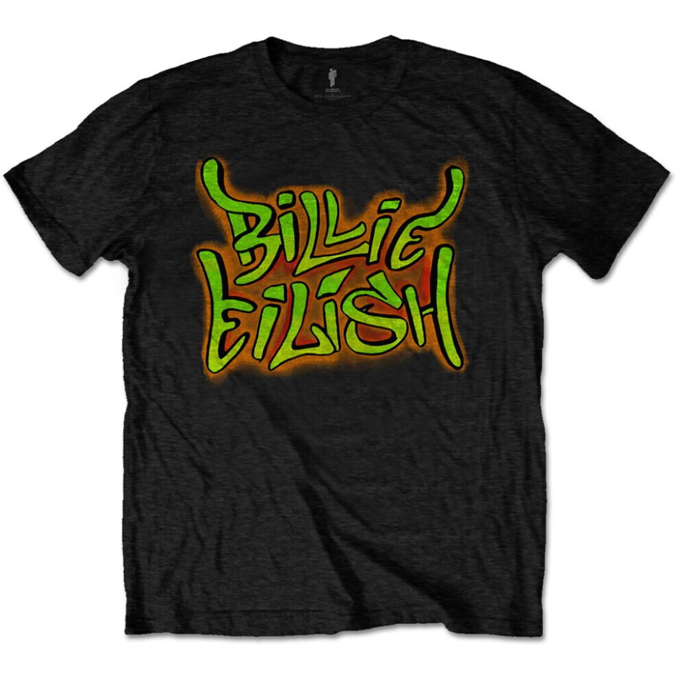 (Large) Billie Eilish 'Airbrush Flames' (Black) T-Shirt