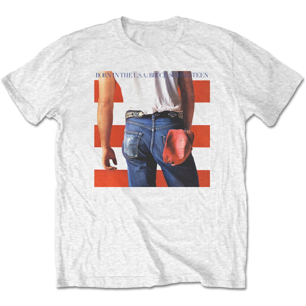 (Large) Bruce Springsteen 'Born In The USA' (White) T-Shirt