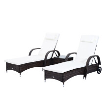 Outsunny Sun Loungers | 3-Piece Sun Lounger Set