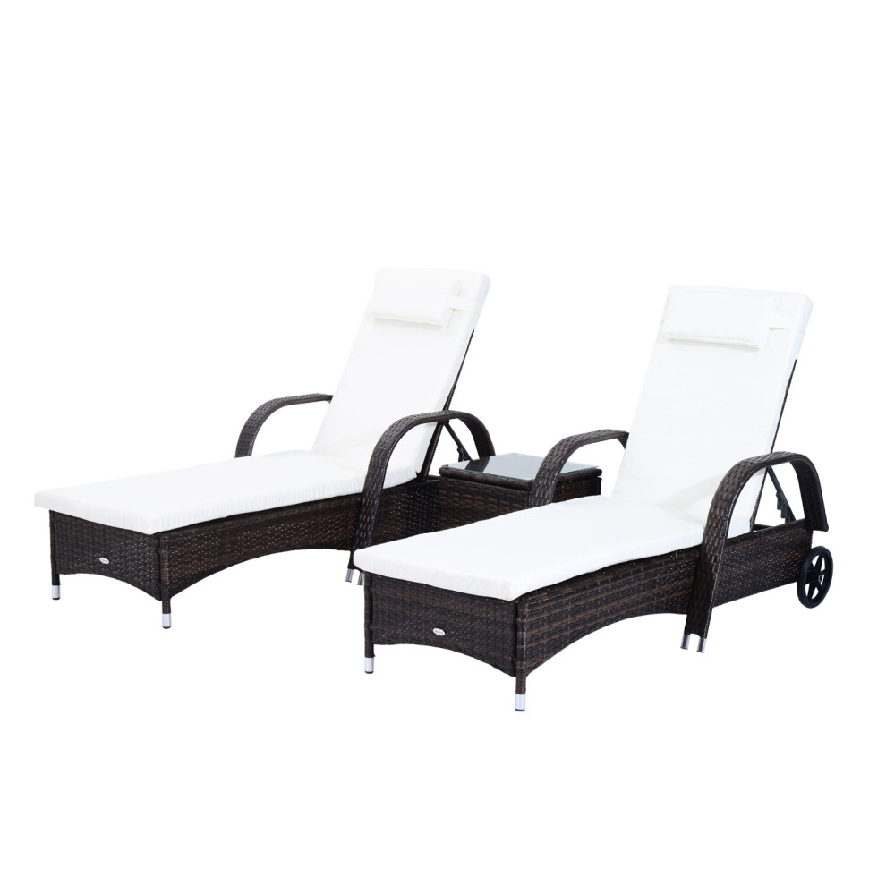 Outsunny Sun Loungers | 3-Piece Sun Lounger Set