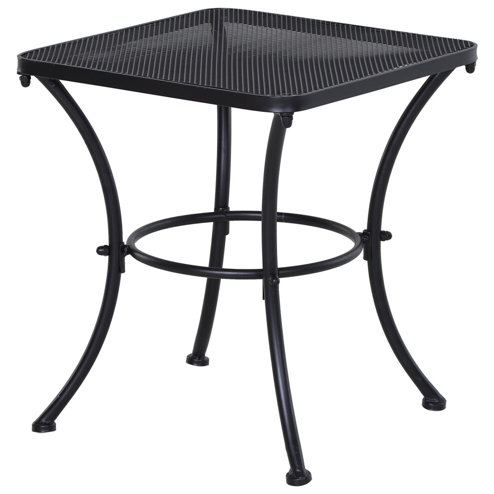 Outsunny 45Cm Square Metal Outdoor Patio Bistro Table Coffee Desk Brown
