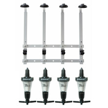 4 x 25ml Solo Bar Optic Spirit Measure & 4 Bottles 70cl/1L Wall Mounted Bracket