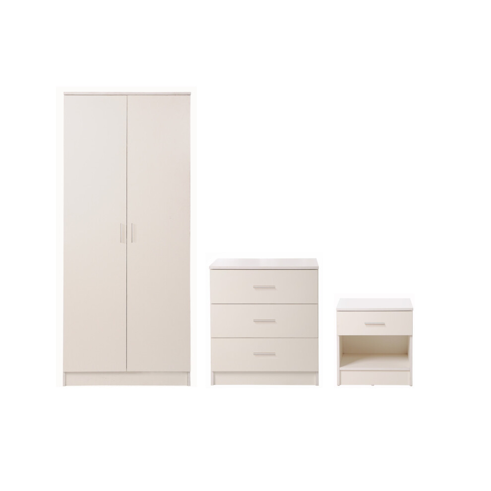 3 Piece Bedroom Furniture Set Wardrobe Chest Drawers Bedside Table White