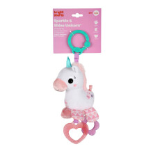 Bright Starts Unicorn Sparkle & Shine pluche meeneemkinderwagen of draagzak vanaf 0 maanden+ roze