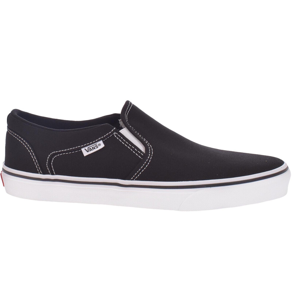 (11, Black/White) Vans Mens Asher Canvas Casual Slip On Plimsolls Trainers Shoes