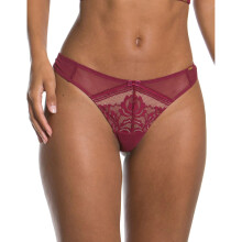 (Bordeaux Red, Small) Gossard 15606 Women's Encore Bordeaux Red Floral Lace Panty Thong