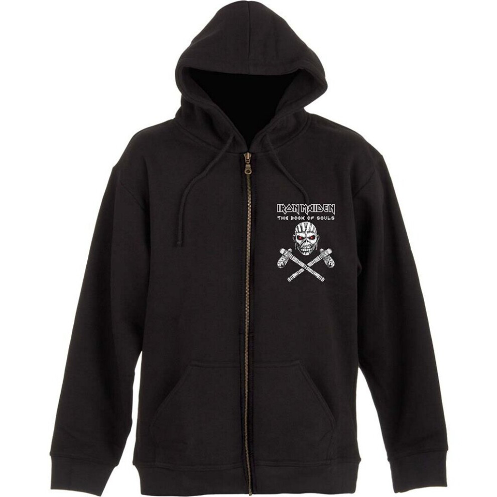 (Large) Iron Maiden 'Eddie Axes' (Black) Zip Up Hoodie