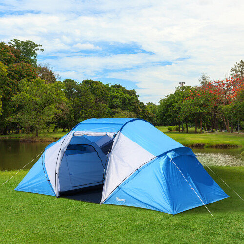 Outsunny Outsunny Hiking Tent | 4-6 Person Capacity (Blue) 2