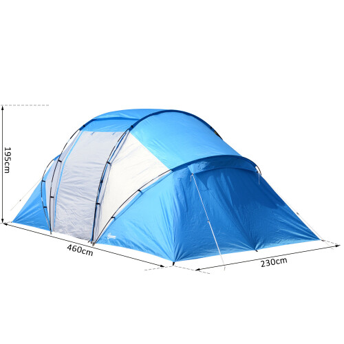 Outsunny Outsunny Hiking Tent | 4-6 Person Capacity (Blue) 1