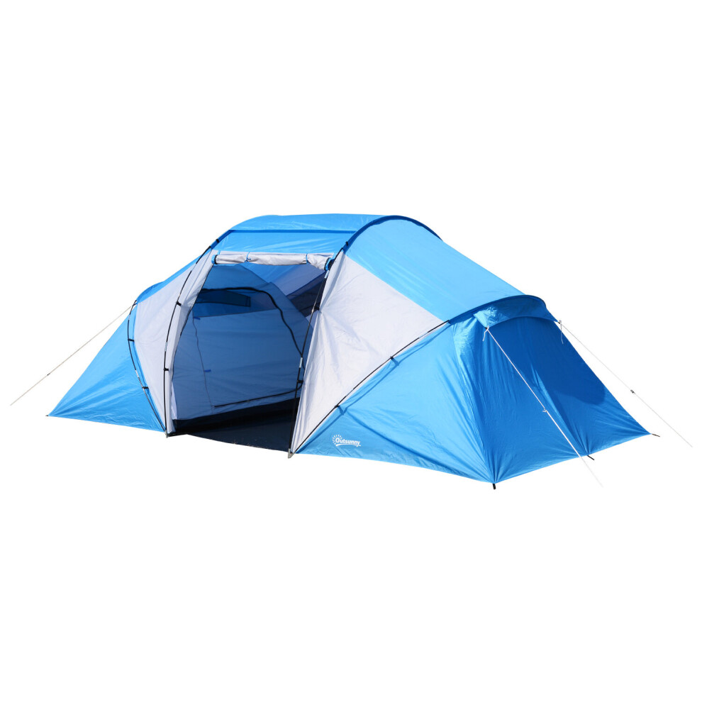 Outsunny Hiking Tent | 4-6 Person Capacity (Blue)