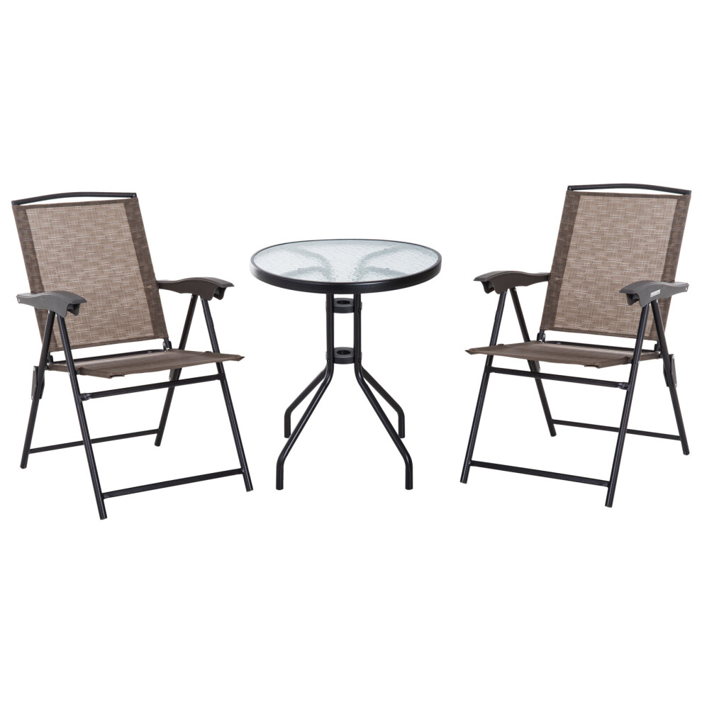 Outsunny 3Pc Bistro Furniture Set | Outdoor Table & Chairs Brown
