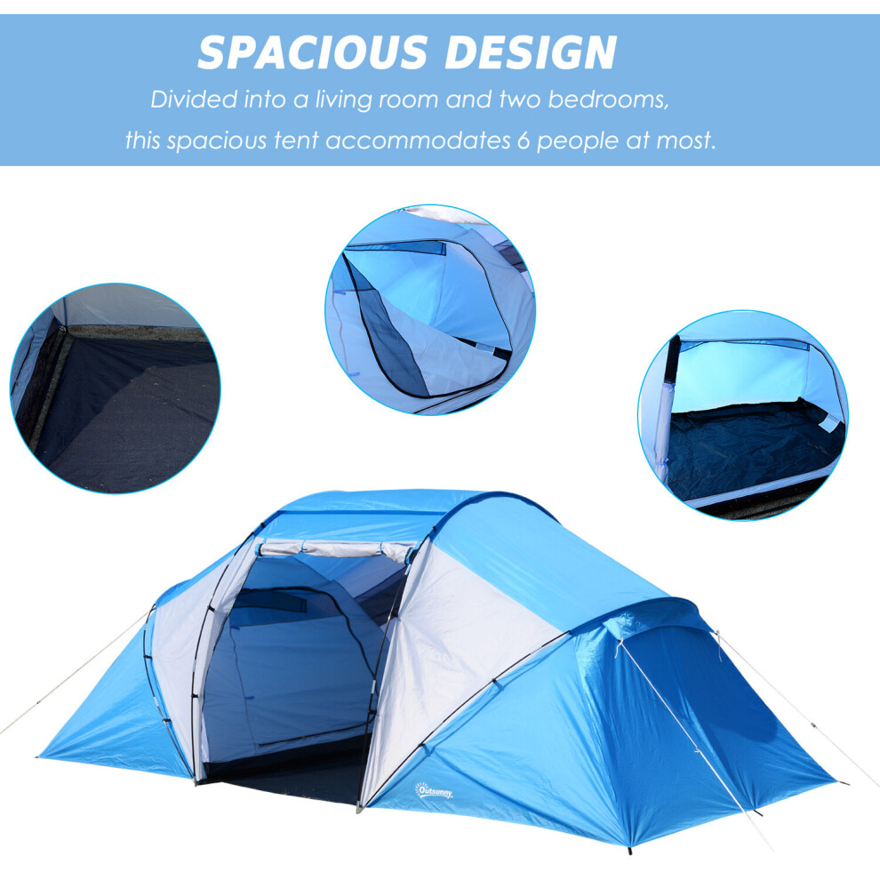 Outsunny Hiking Tent  4-6 Person Capacity (Blue) on OnBuy
