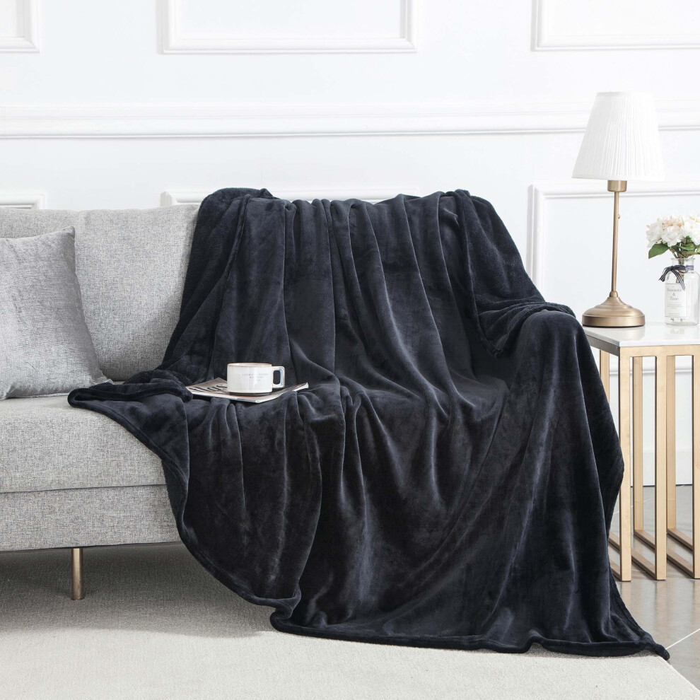 (Double) Moonlight Bedding Weighted Thick Fleece Blanket - Black