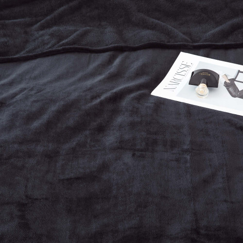 (Double) Moonlight Bedding Weighted Thick Fleece Blanket - Black 2