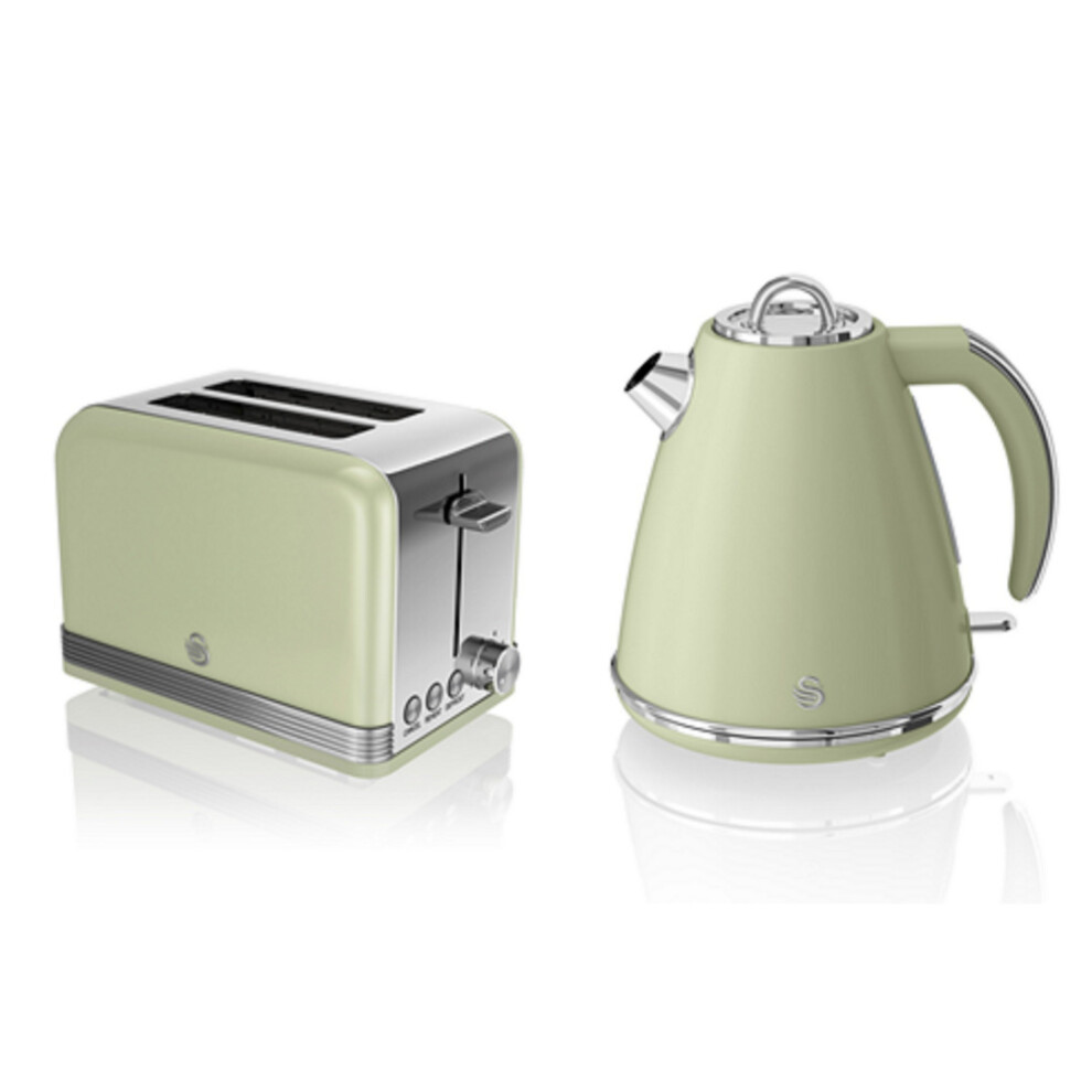 Swan Retro Twin Pack 1.5L Jug Kettle & 2 Slice Toaster in Green