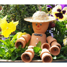 Terracotta 30cm Garden Flower Pot Man - Gnome Style Shelf Sitting Figurine