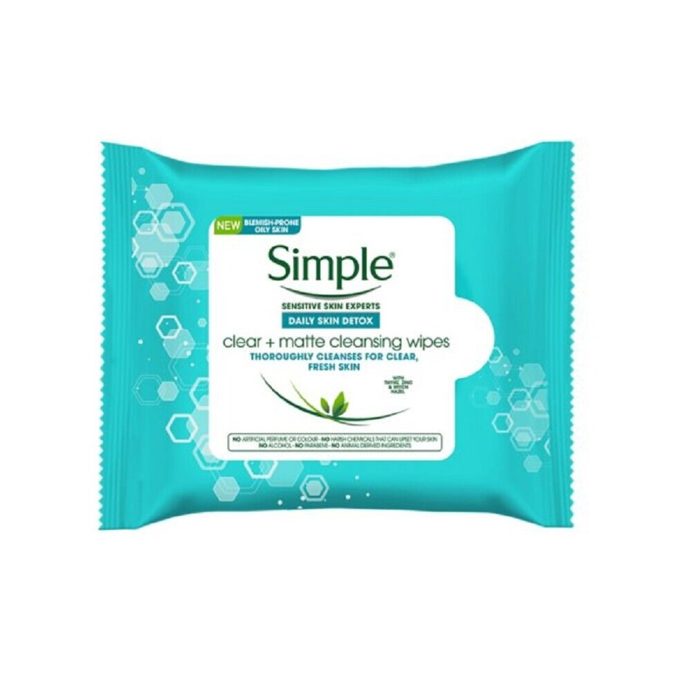 Simple Daily Skin Detox Clear + Matte Cleansing Wipes