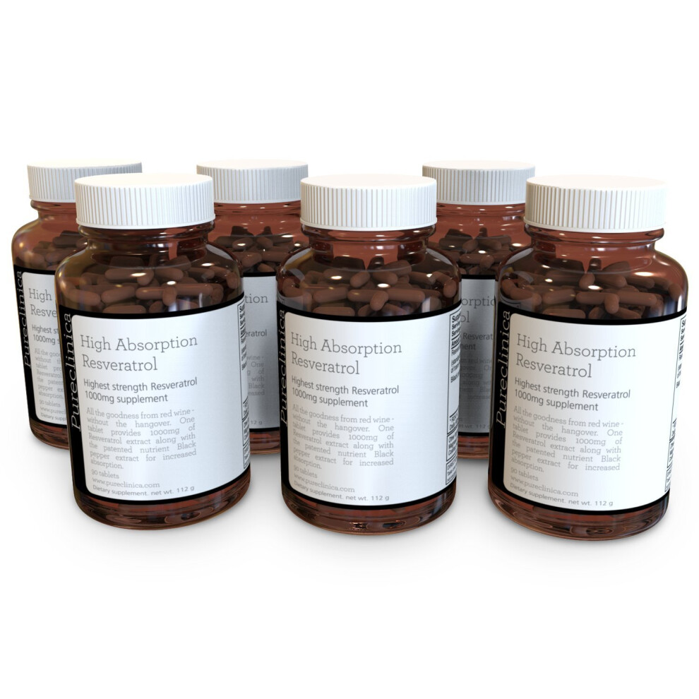 1000mg Resveratrol x 540 tablets(6 bottles of 90)(18 months supply). 10 x strength plus black pepper extract