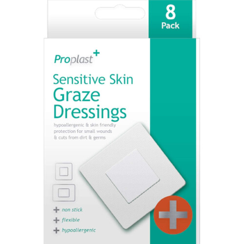 8 Sensitive Skin Graze Dressing Pads Hypoallergenic Wound Cut Plasters