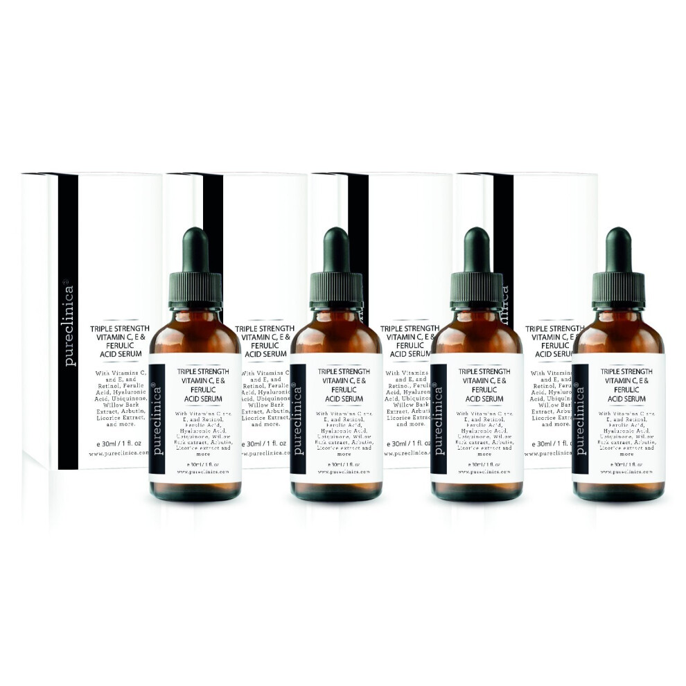 Triple Strength Vitamin C, E & Ferulic Acid Serum (w/Retinol & double weight Hyaluronic Acid) - 4 bottles