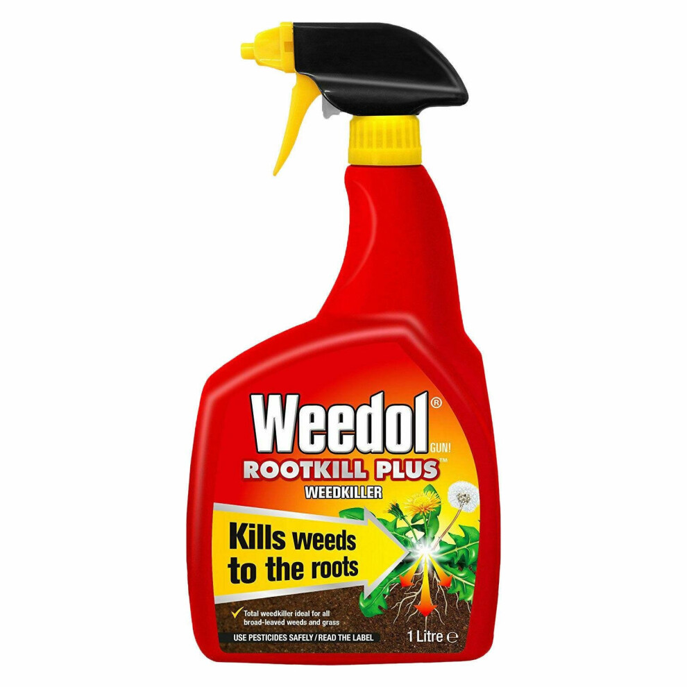 Weedol Rootkill Plus Weedkiller 1L Fast Acting Spray Gun Kills Roots Weeds