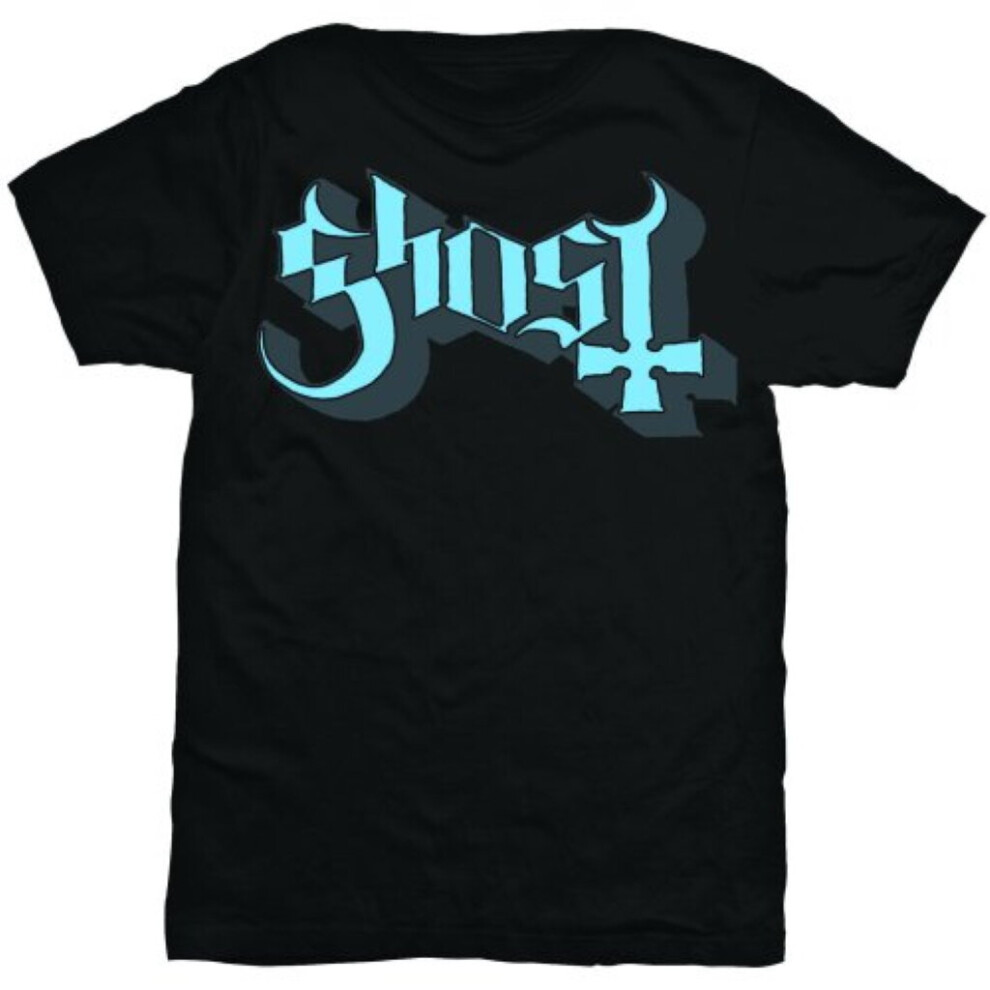 (2XL) Ghost 'Blue/Grey Keyline Logo' (Black) T-Shirt