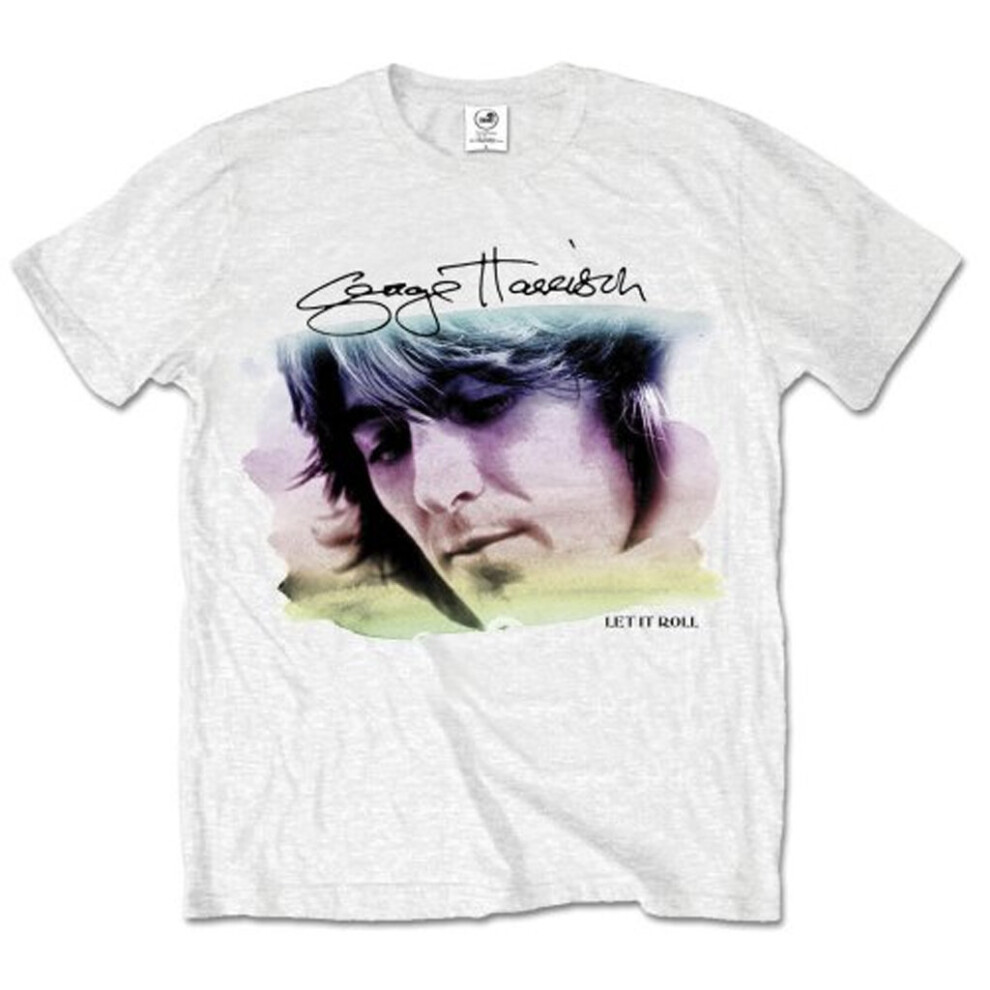 (Medium) George Harrison 'Water Colour Portrait' (White) T-Shirt