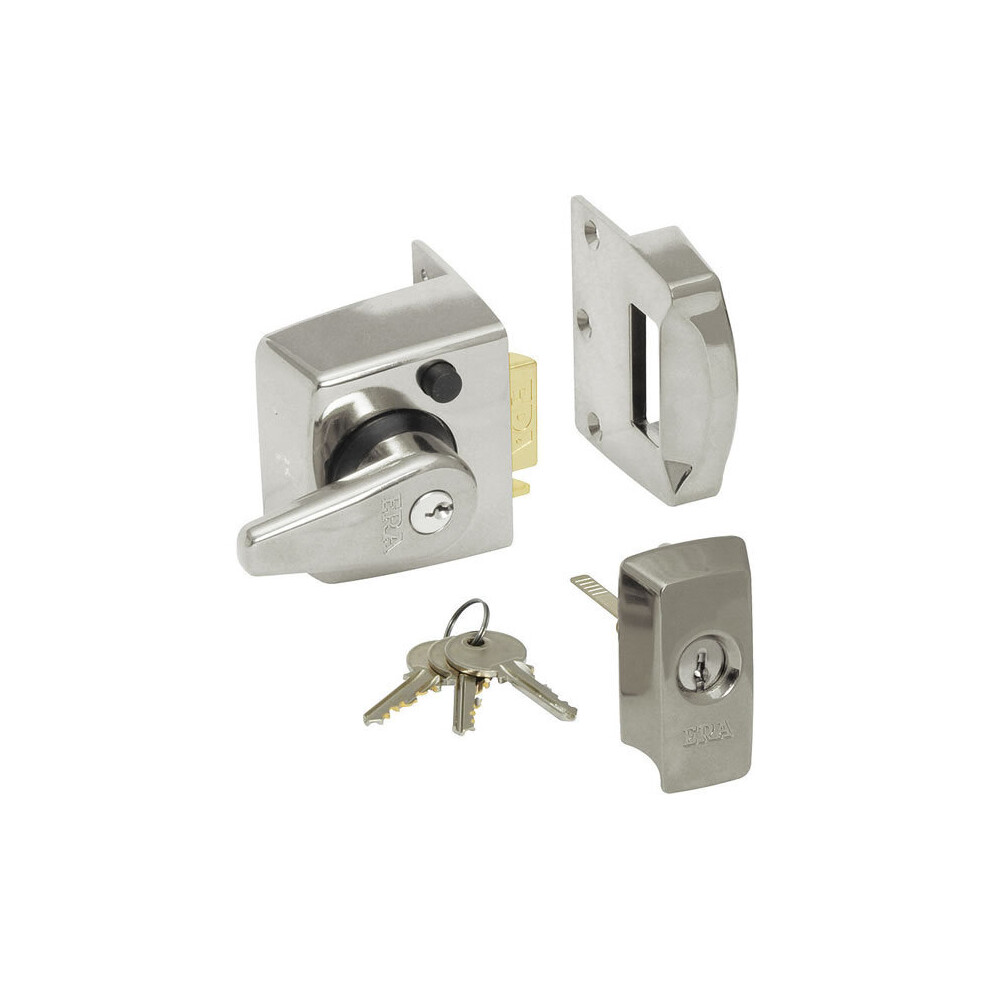 Era 1830 Bs Auto Deadlocking Nightlatch 40Mm Backset Satin Chrome Case Satin Chrome Cylinder 5011988001625