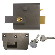 Yale No.1 Auto Deadlocking Nightlatch 60mm Backset Grey Case Satin Chrome Cylinder