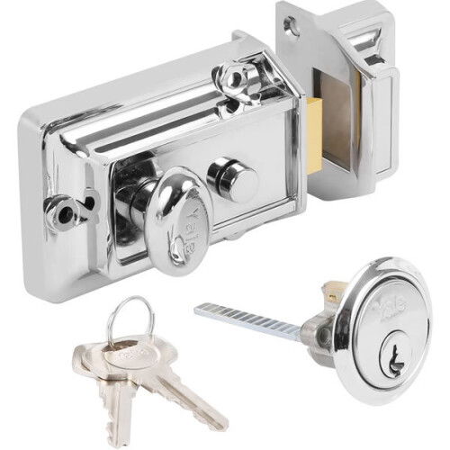 Yale Yale 77 Traditional Rim Cylinder Nightlatch Chrome Case Chrome Cylinder